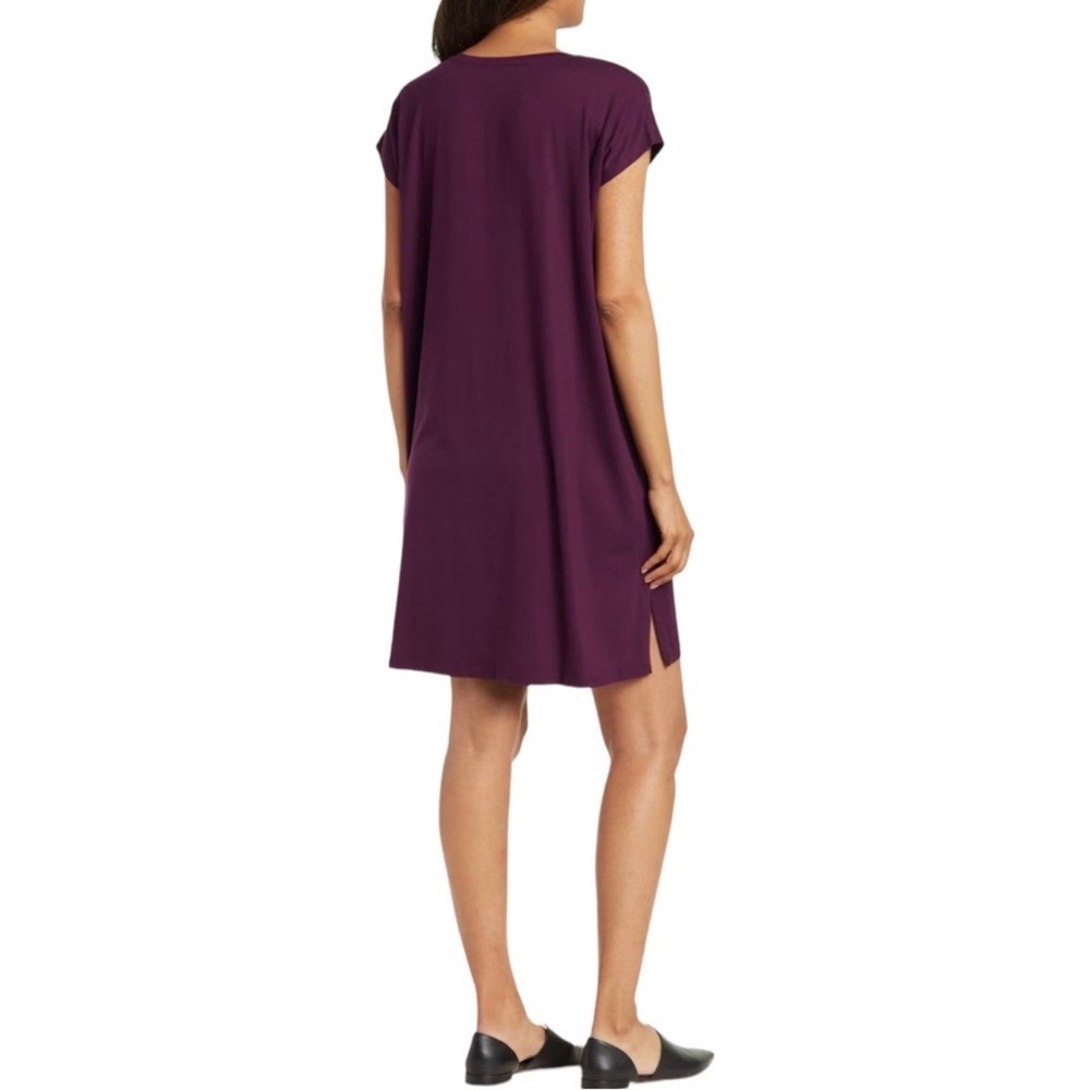 Eileen Fisher BlackBerry Purple Dolman Sleeve Jersey Knit‎ Dress Size XL - Picture 6 of 8
